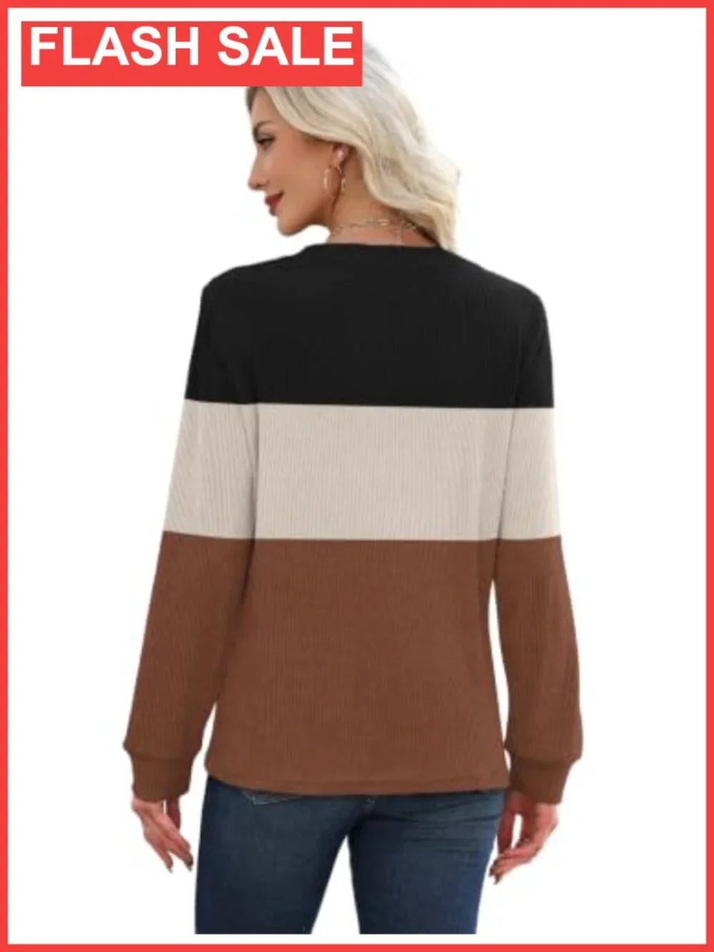 Women's Long Sleeve Tunic Sweater Crew Neck Ribbed Knit Pullover Cozy Fall